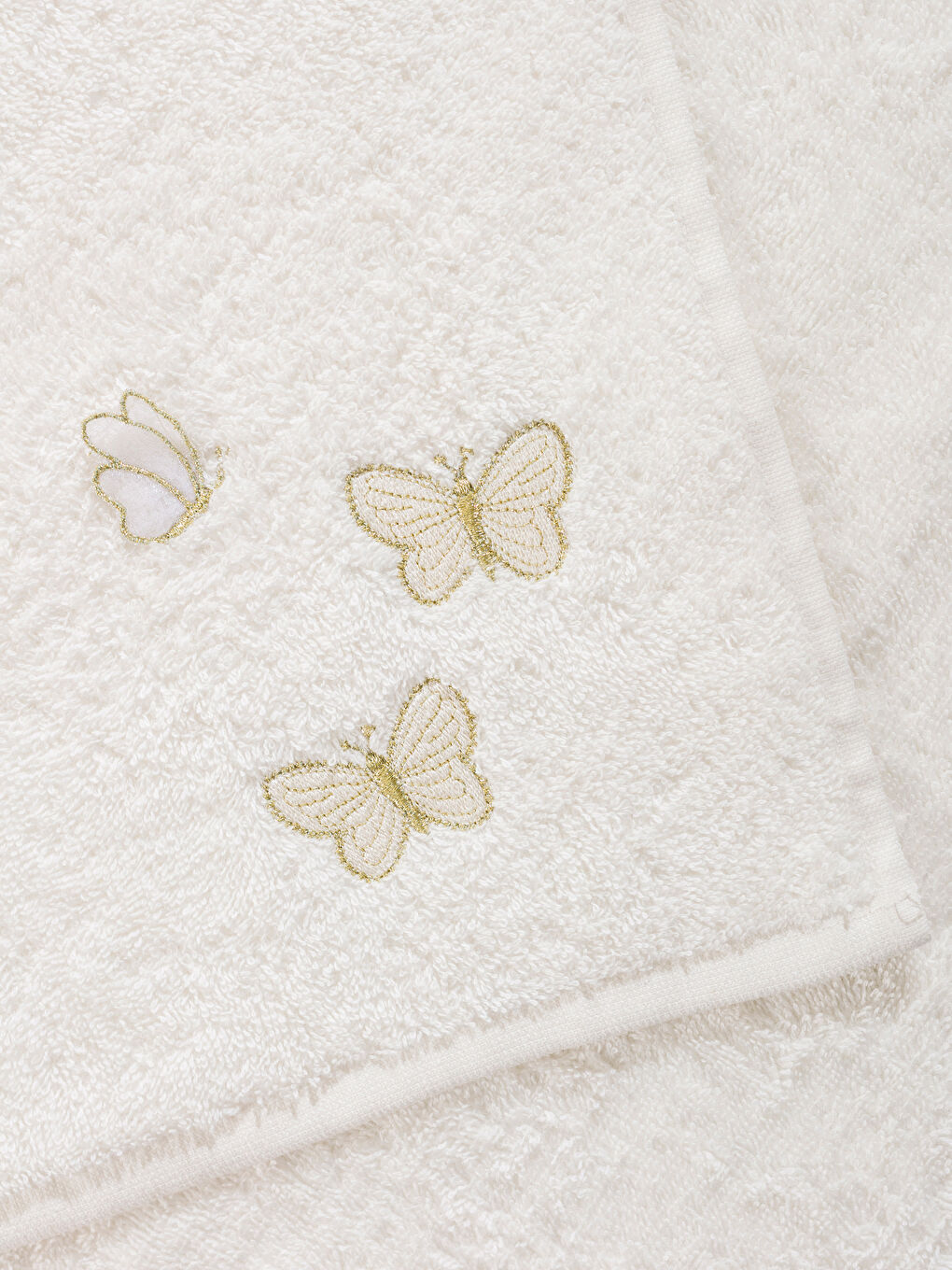Butterfly Embroidered Cotton Face Towel 50x80 Cm -S5N073Z8-EEW