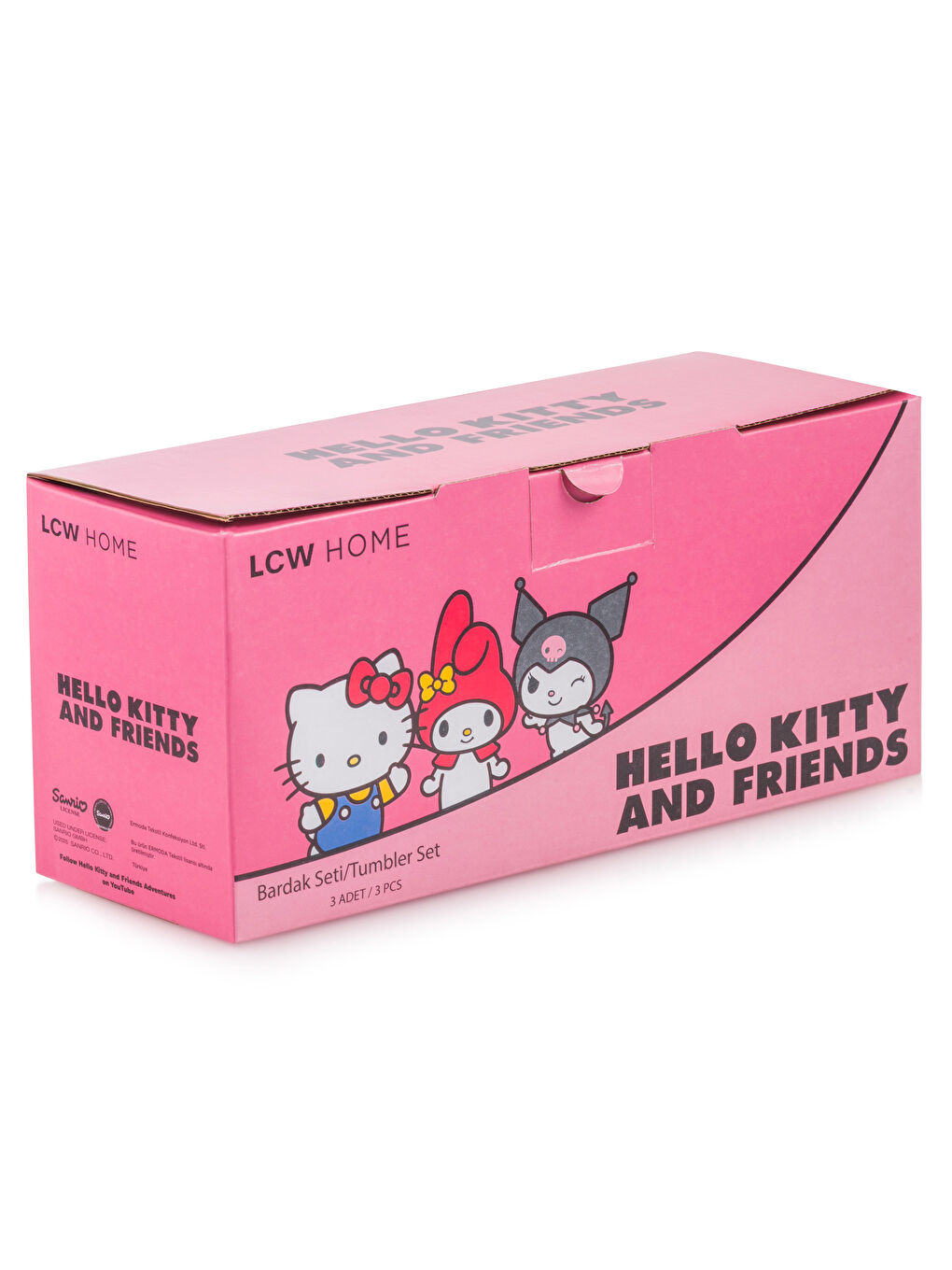Karışık Hello Kitty Baskılı Cam Su  Bardağı 3'lü 350 ml-4