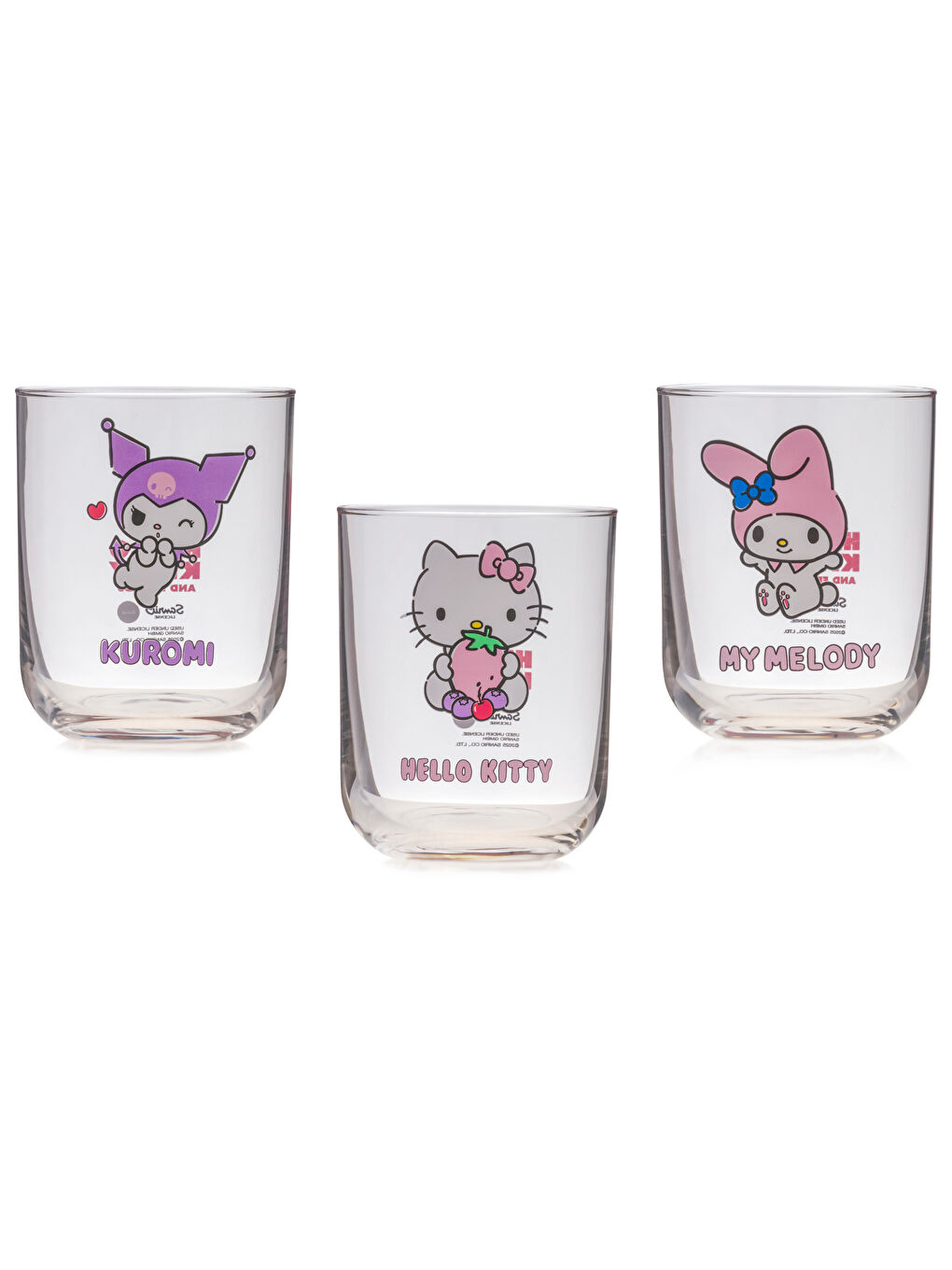 Karışık Hello Kitty Baskılı Cam Su  Bardağı 3'lü 350 ml-5