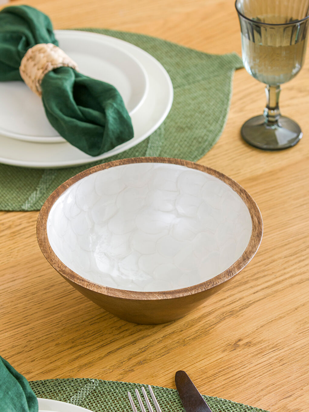 Karışık Ahşap Yüzey Kase 20 cm-1