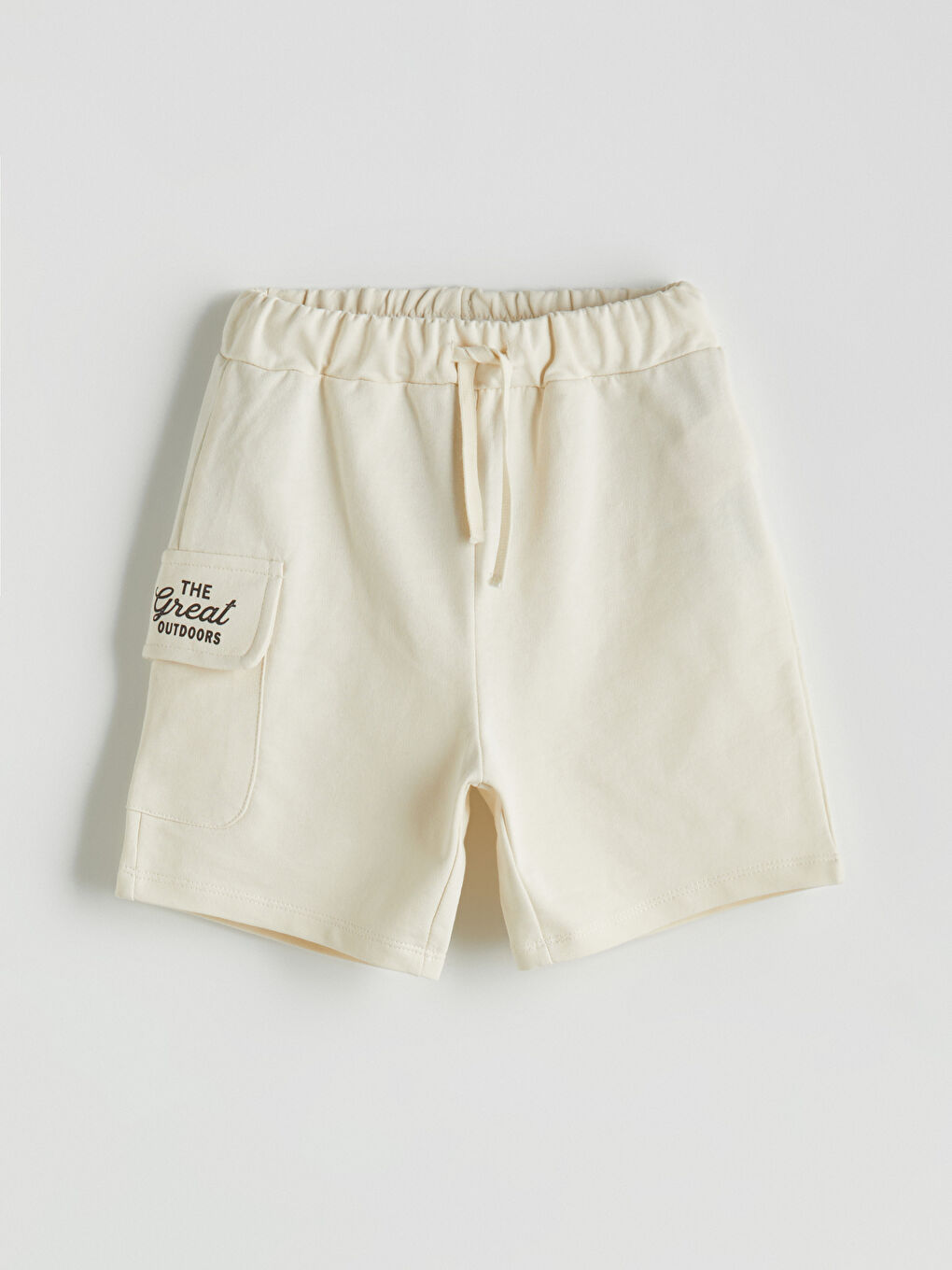 Bej Beli Lastikli Baskılı Erkek Çocuk Şort