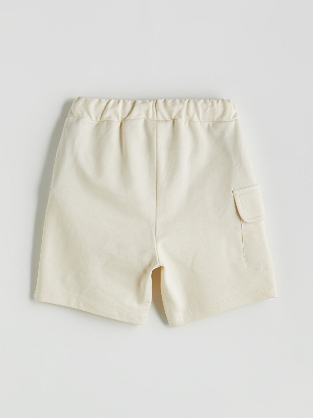 Bej Beli Lastikli Baskılı Erkek Çocuk Şort-1