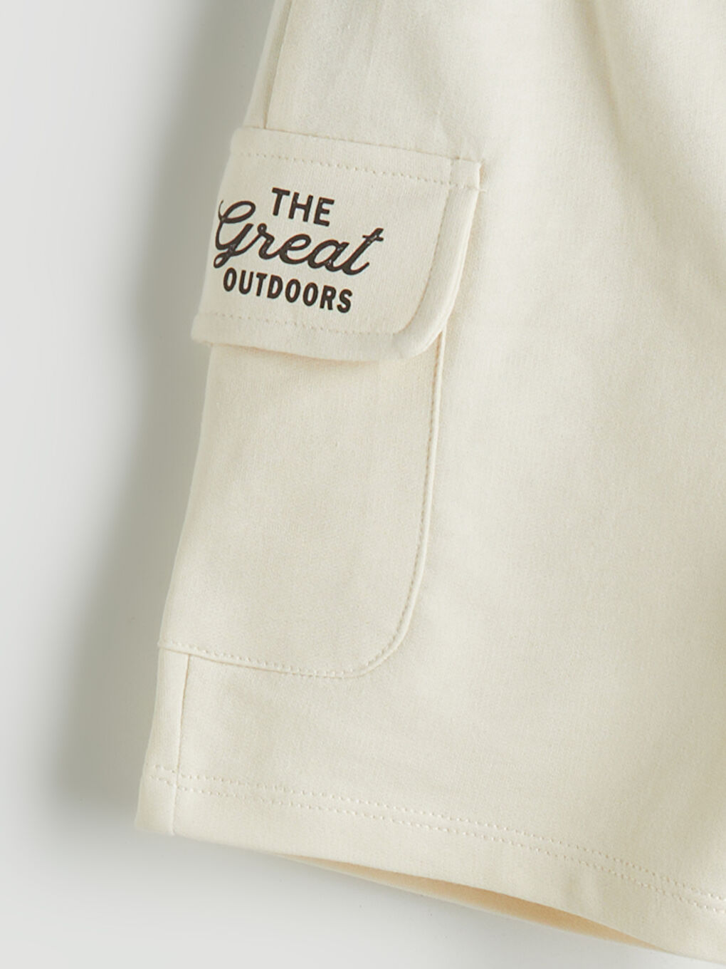 Bej Beli Lastikli Baskılı Erkek Çocuk Şort-2