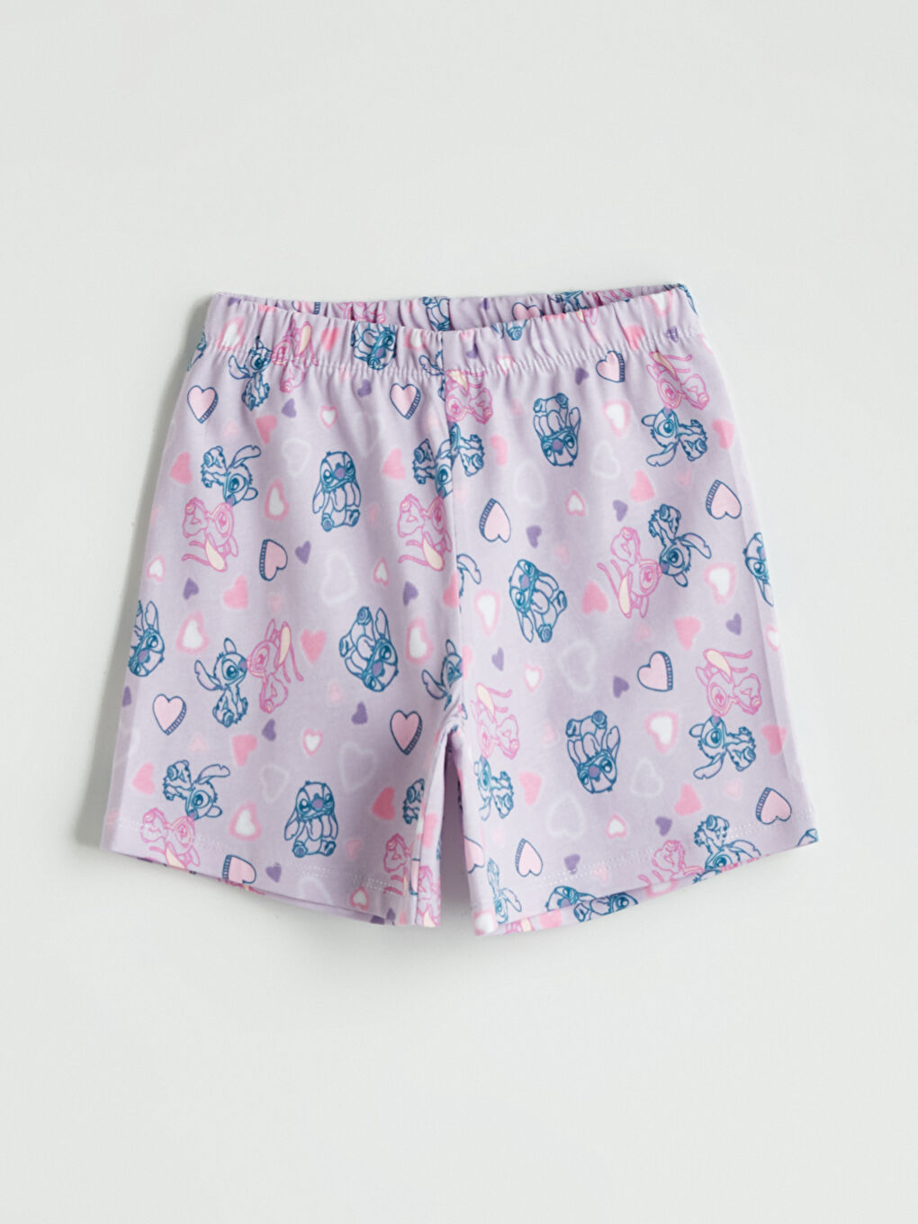 Pembe Stitch & Angel Baskılı Kız Çocuk Pijama Alt-1