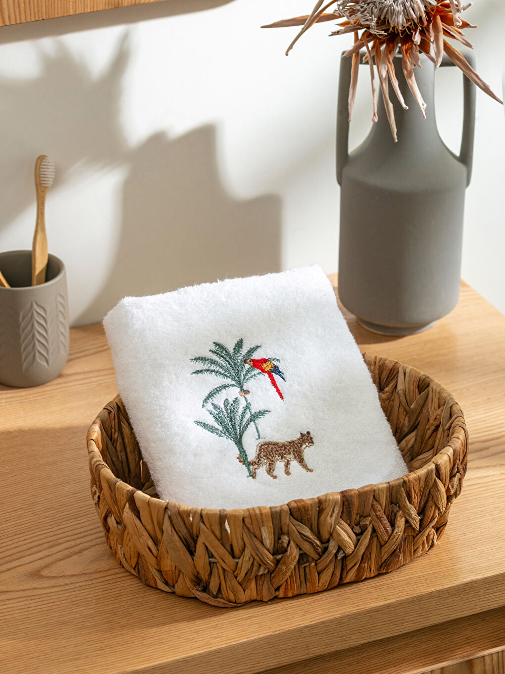 Embroidered Cotton Face Towel 50x80 Cm -S5N714Z8-EEW