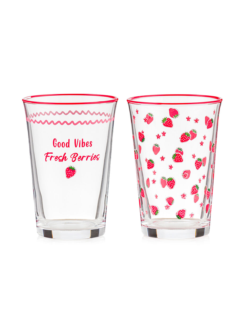 طقم أكواب زجاج مطبوع بالفراولة - ٣ قطع ٢٩٠ مل-4