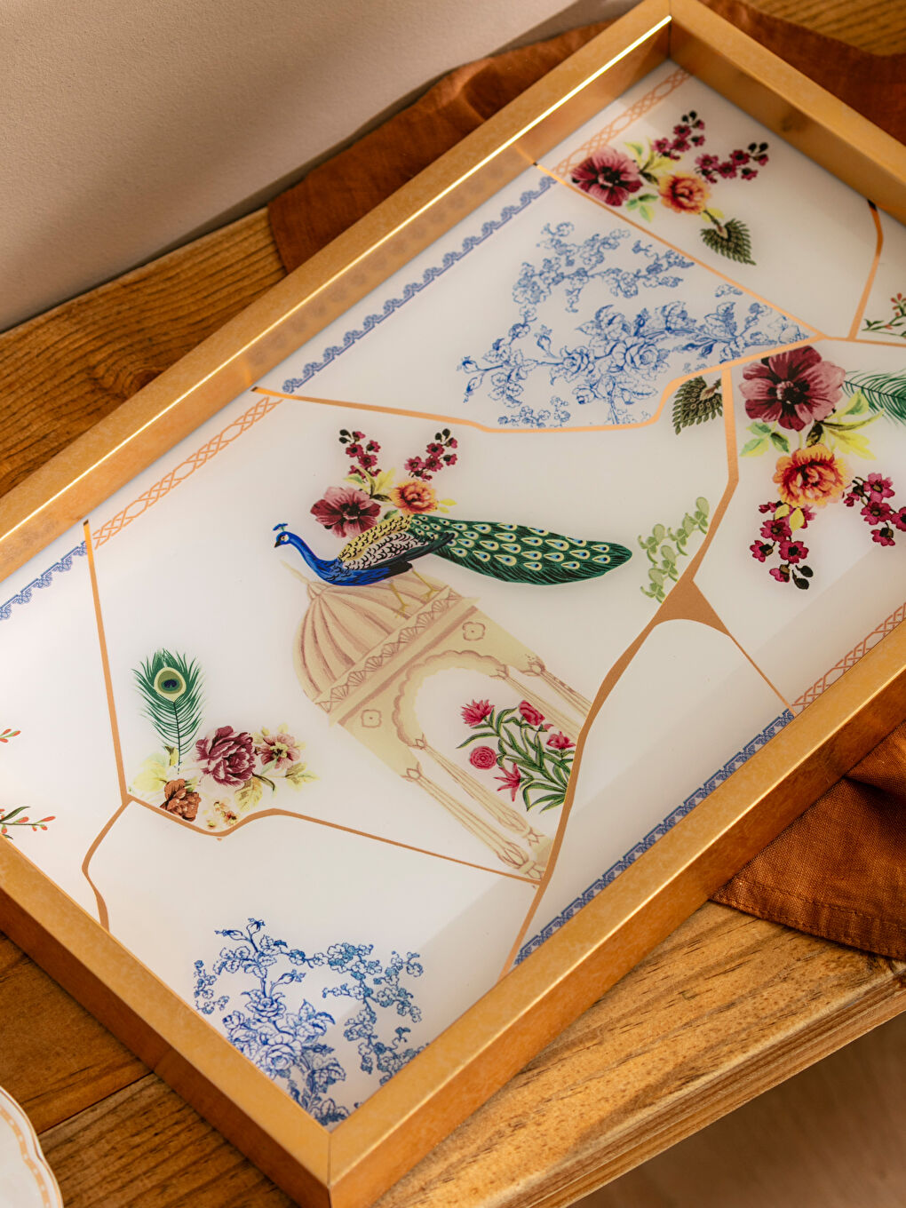 Karışık Baskılı Dekoratif Cam Tepsi 24x39 cm-2