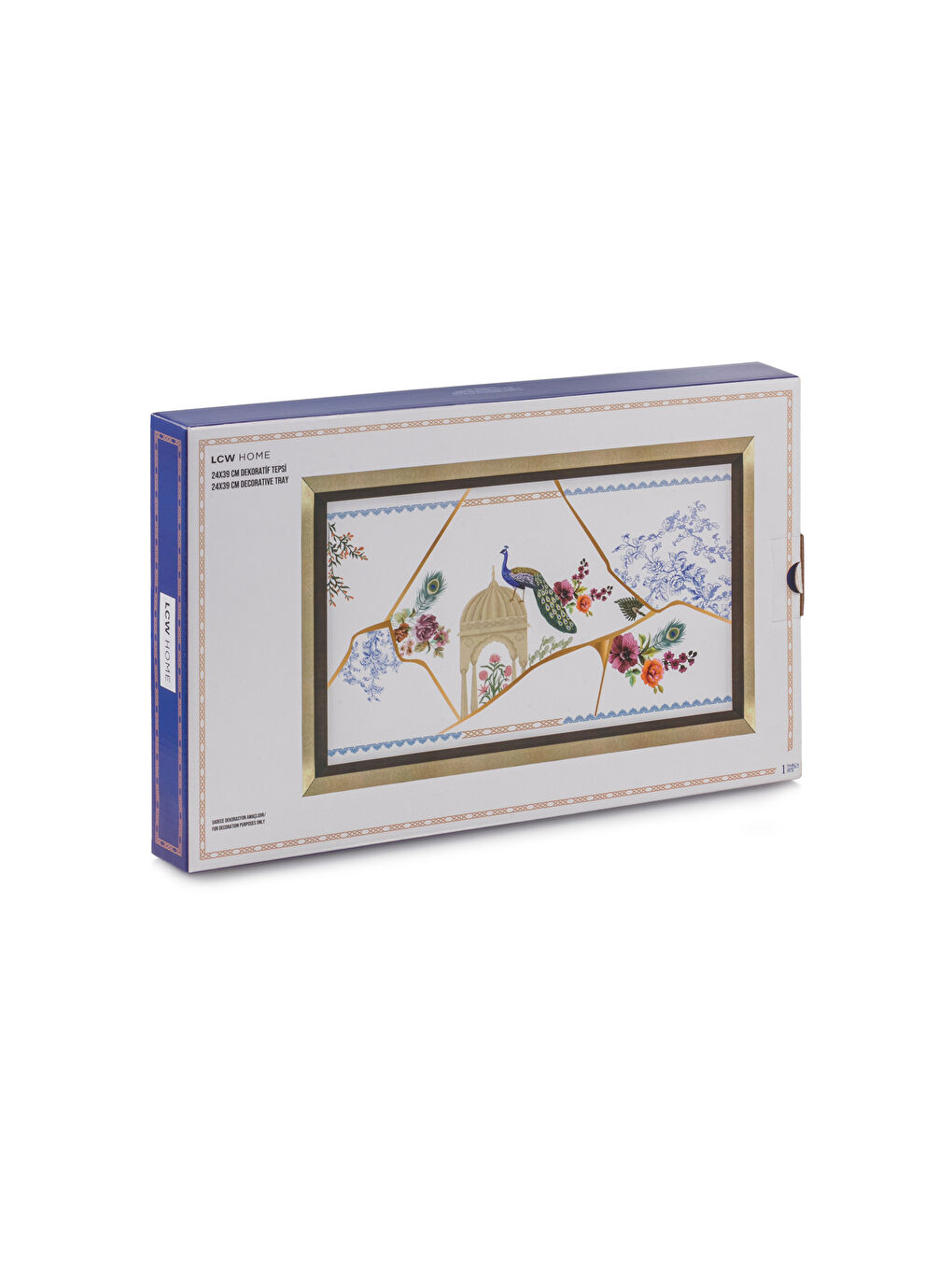 Karışık Baskılı Dekoratif Cam Tepsi 24x39 cm-3