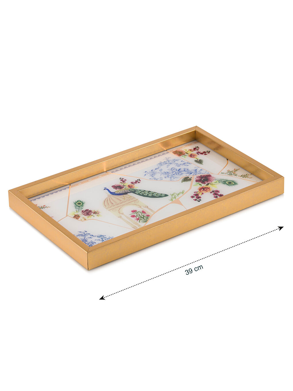 Karışık Baskılı Dekoratif Cam Tepsi 24x39 cm-4