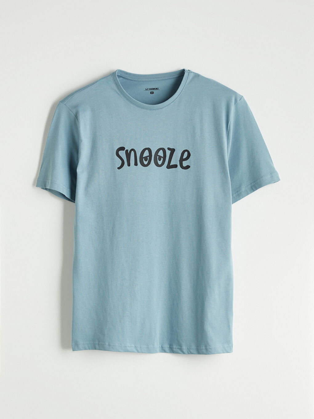 Mavi Bisiklet Yaka Kısa Kollu Erkek Pijama Üst