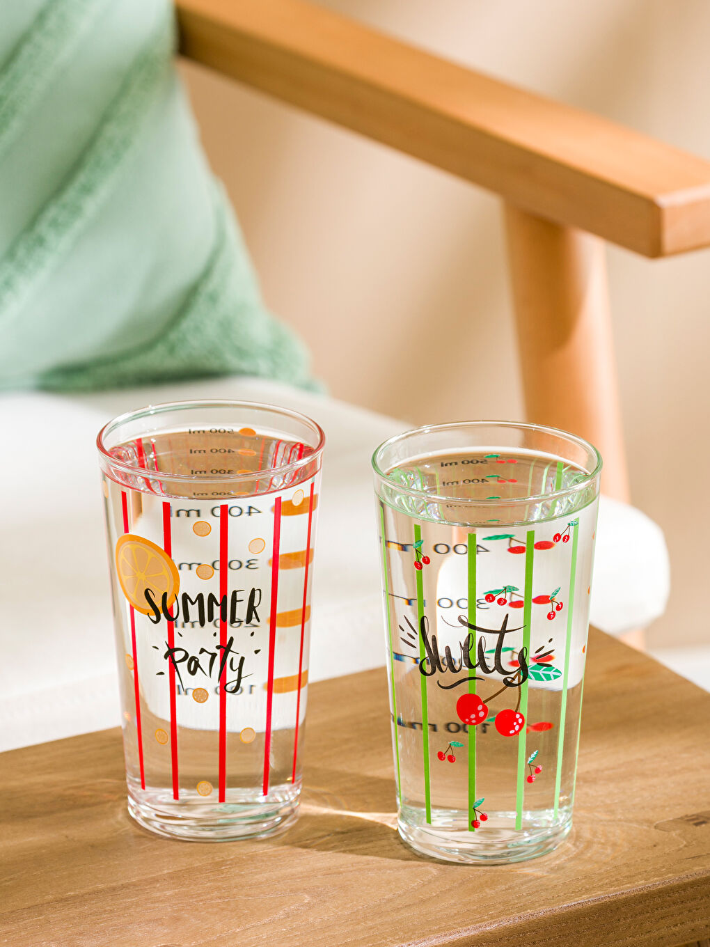 Karışık Baskılı Cam Bardak Seti 2'li 570 ml