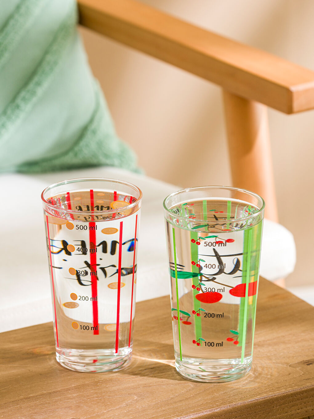 Karışık Baskılı Cam Bardak Seti 2'li 570 ml-1
