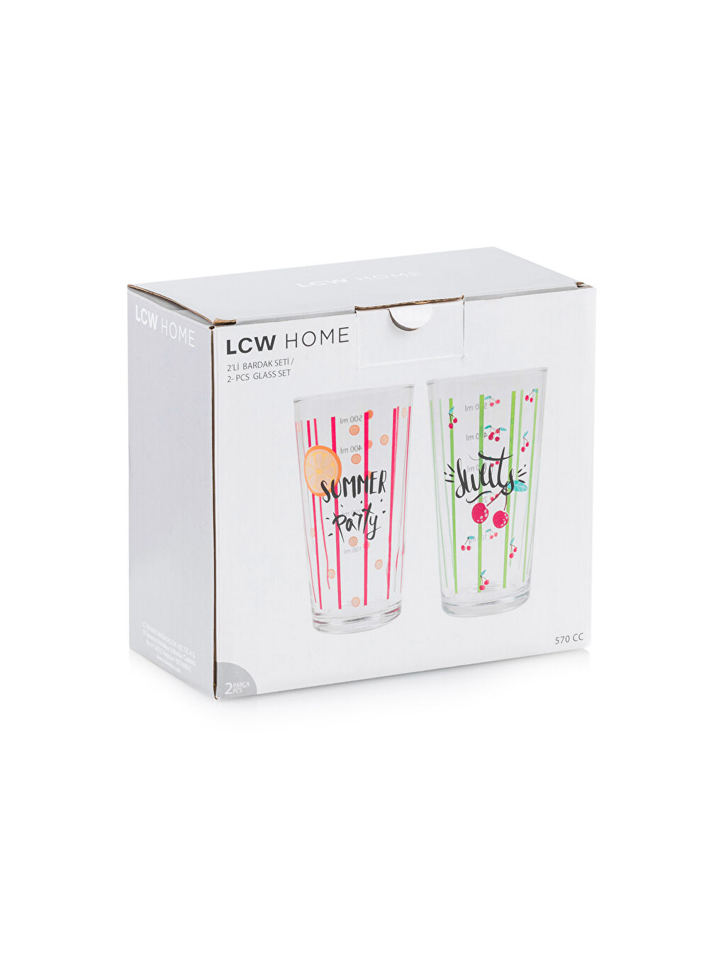 Karışık Baskılı Cam Bardak Seti 2'li 570 ml-4