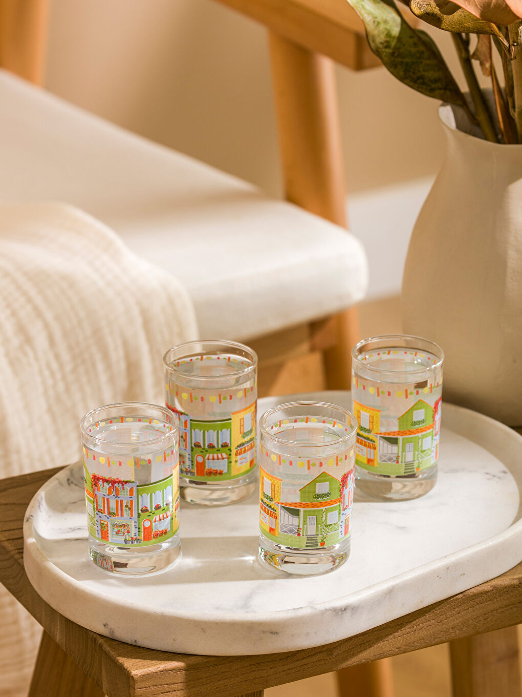 Printed Glass Tumbler Set 4-pack 125 ml