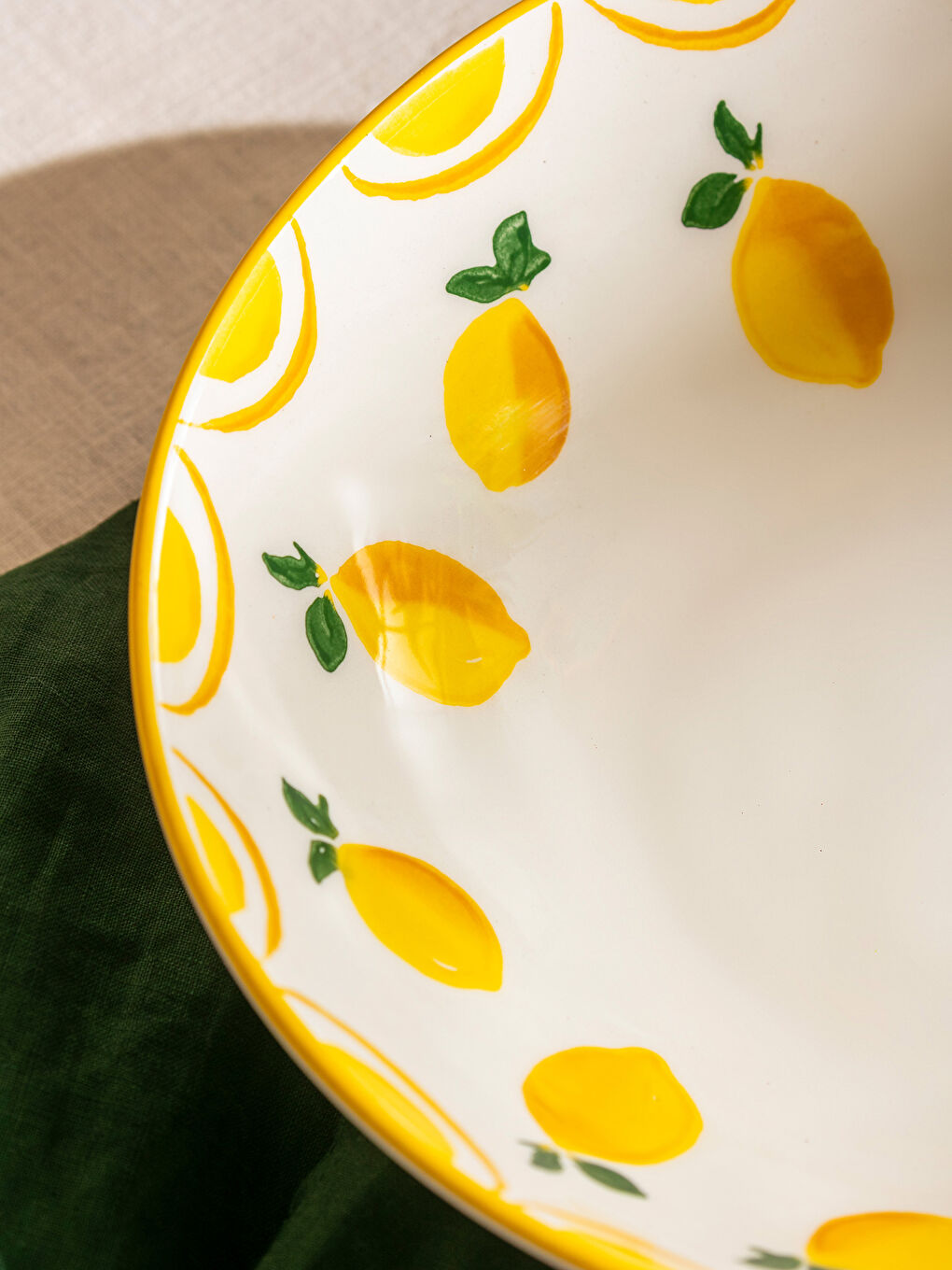 Sarı Limon Baskılı Seramik Salata Kasesi 25 cm-2