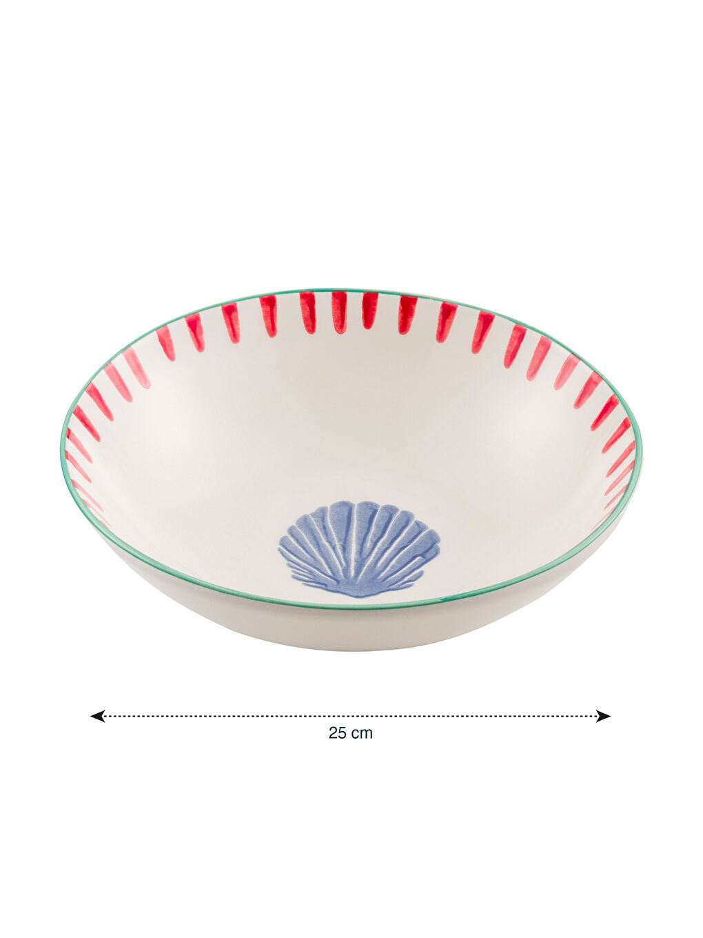 Seashell Printed Ceramic Salad Bowl 25 cm-3