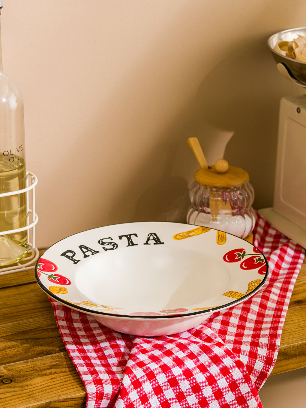 Karışık Baskılı Seramik Çukur Tabak 26 cm