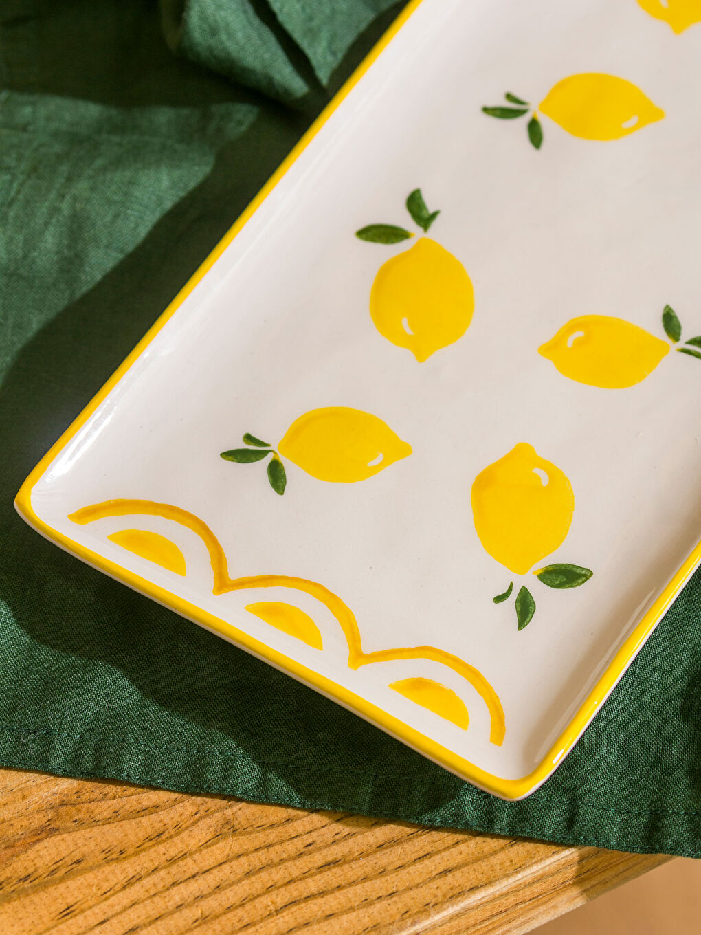 Sarı Limon Baskılı Seramik Sunum Tabağı 28 cm-1