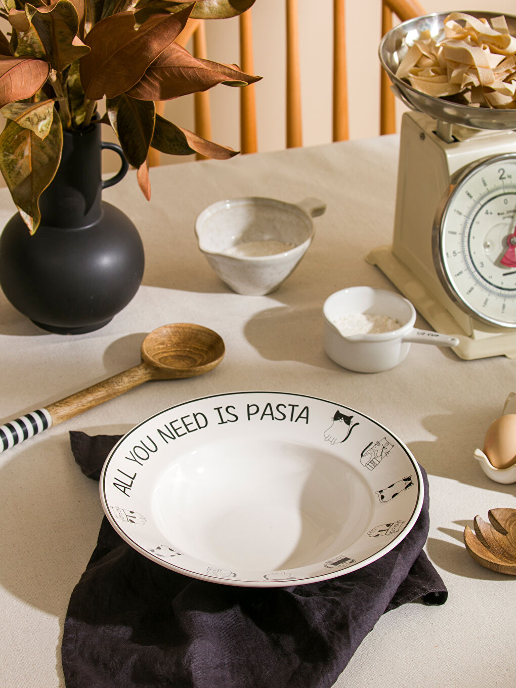 Karışık Kedi Baskılı Seramik Makarna Tabağı 26 cm