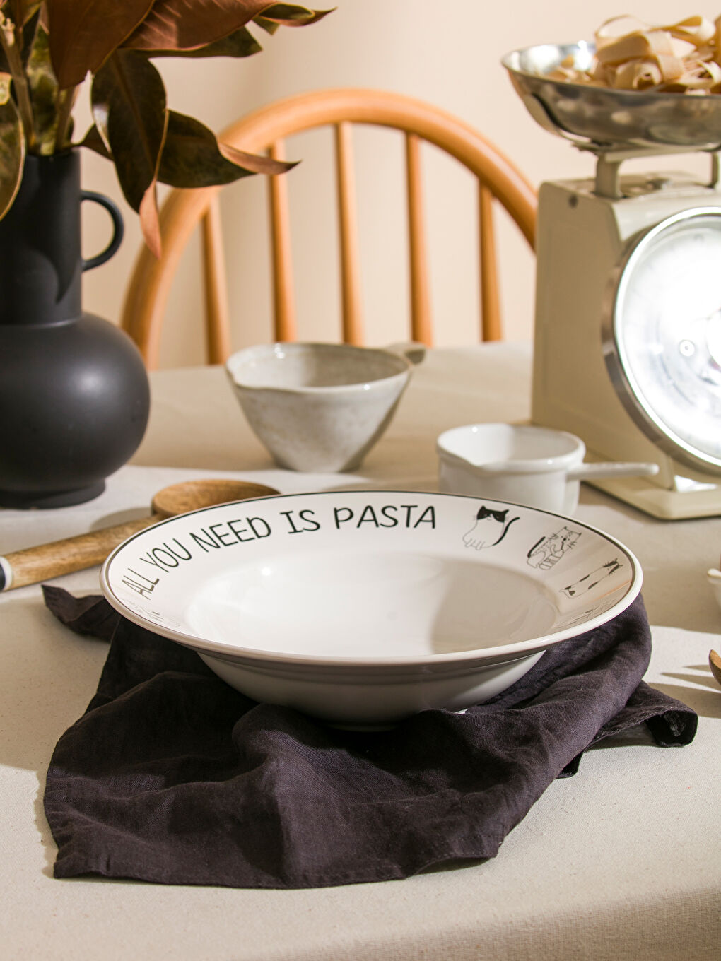 Karışık Kedi Baskılı Seramik Makarna Tabağı 26 cm-1