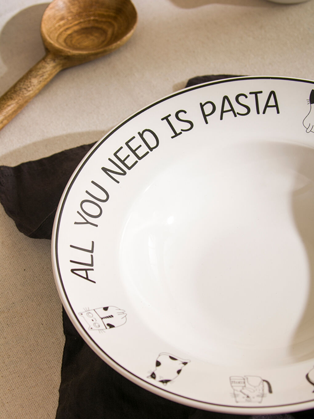 Karışık Kedi Baskılı Seramik Makarna Tabağı 26 cm-2