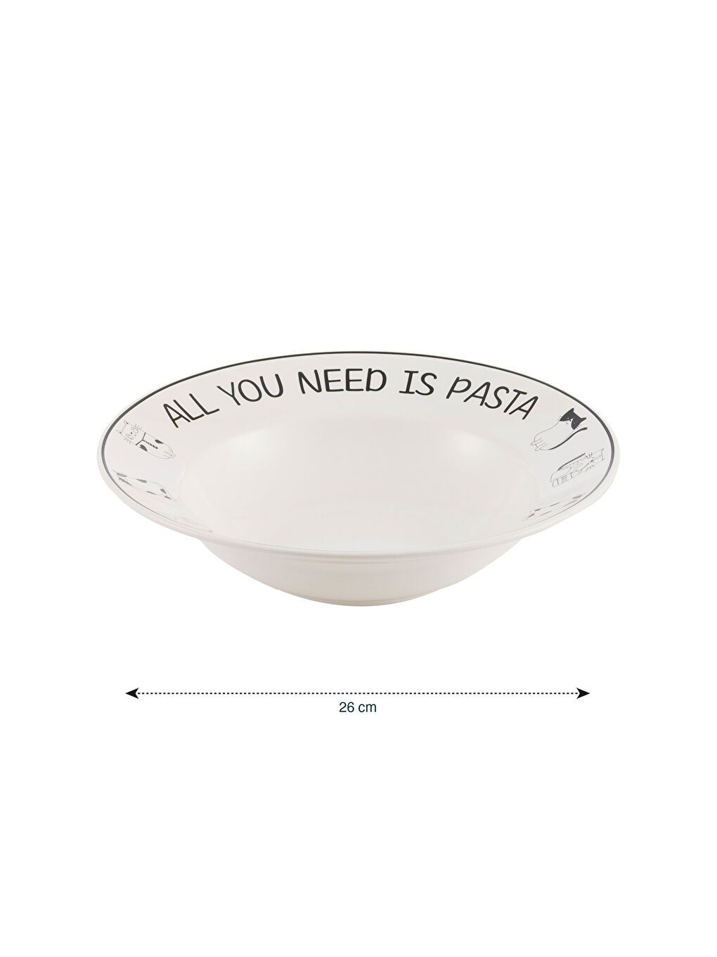 Karışık Kedi Baskılı Seramik Makarna Tabağı 26 cm-3