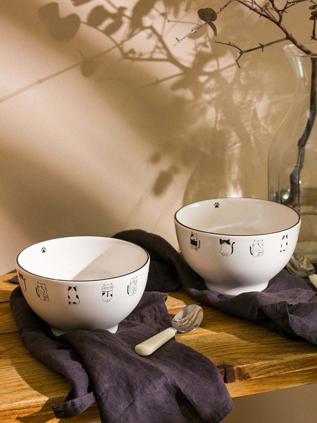 Karışık Hayvan Baskılı Seramik Kase 2'li 14 cm