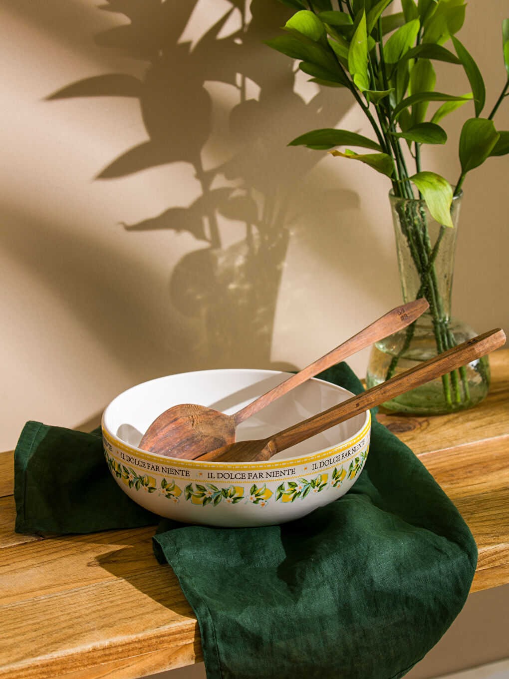 Лимон принтті керамикалық салат ыдысы 20 см