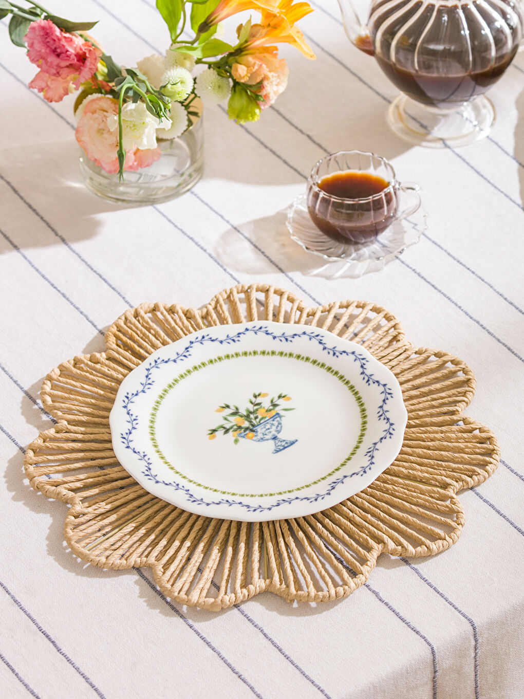 Karışık Baskılı Seramik Pasta Tabağı 21 cm