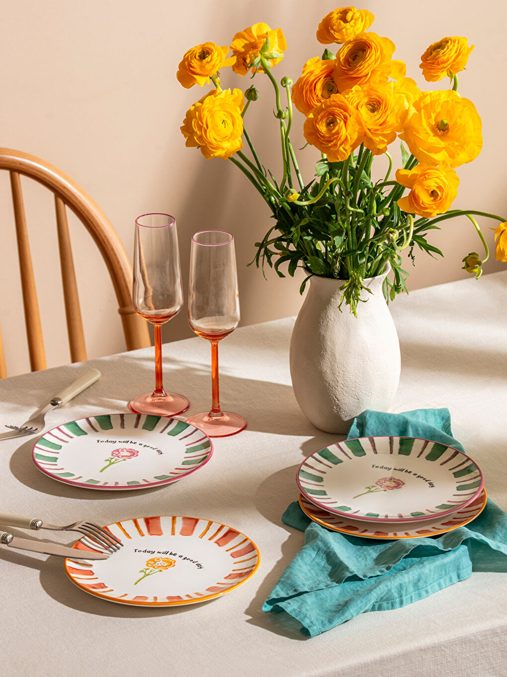 Printed Ceramic Cake Plate Set 4-pack 21 cm