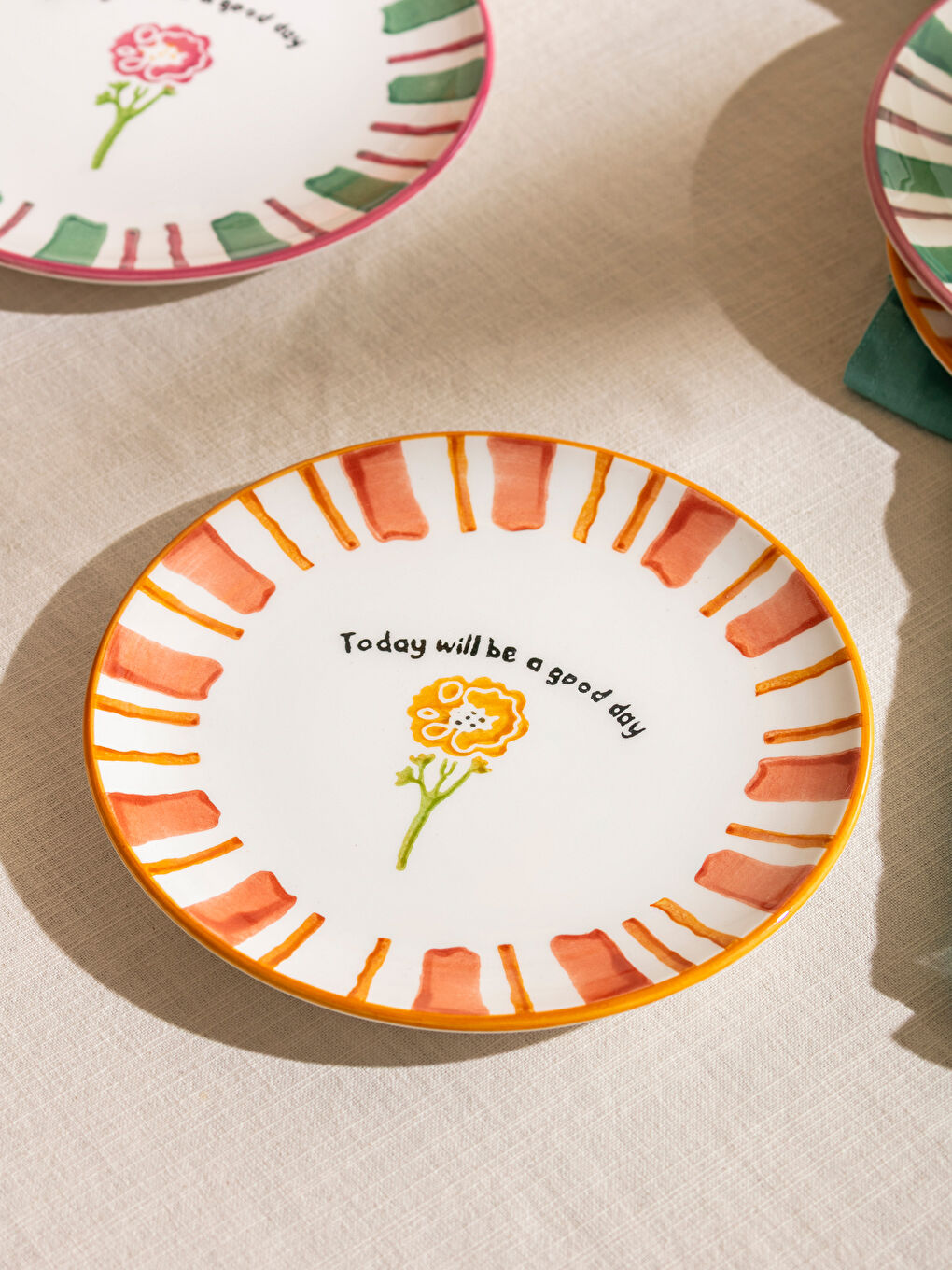 Printed Ceramic Cake Plate Set 4-pack 21 cm-1