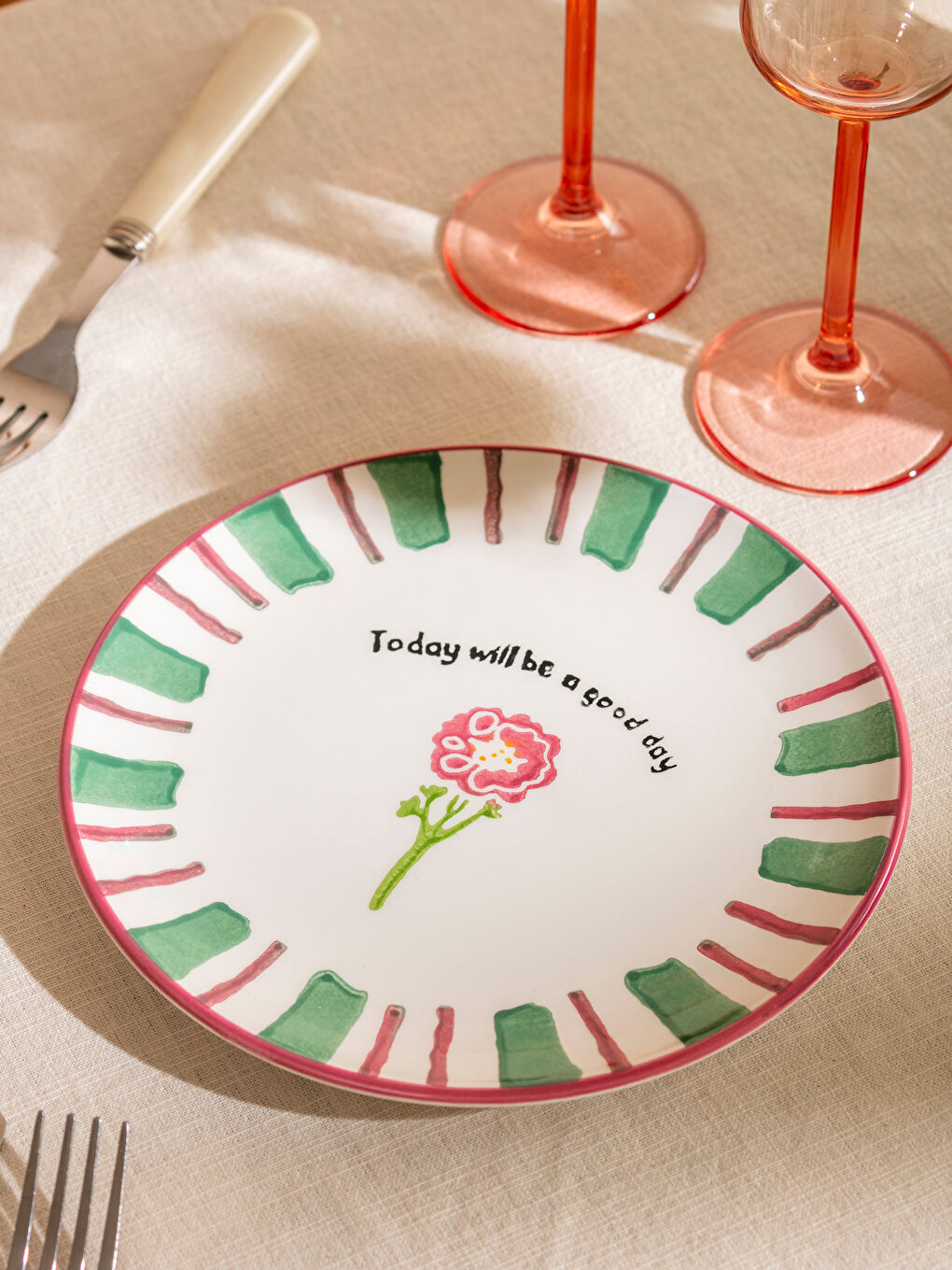 Printed Ceramic Cake Plate Set 4-pack 21 cm-2