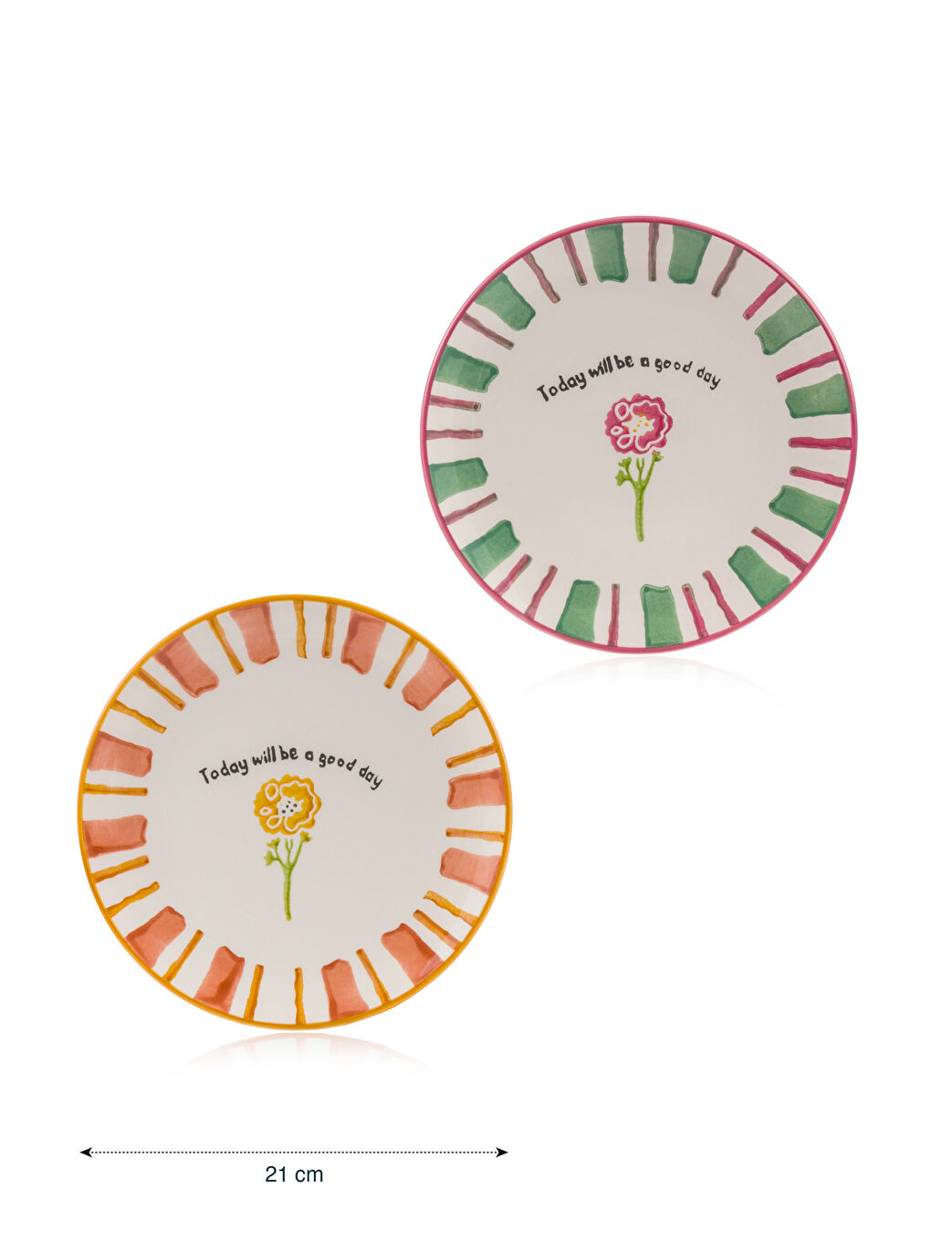 Printed Ceramic Cake Plate Set 4-pack 21 cm-4