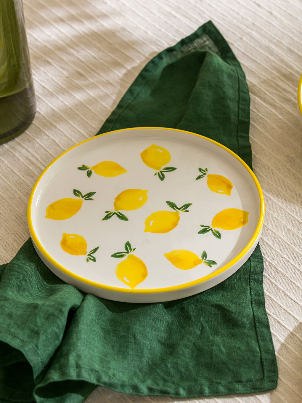 Sarı Limon Baskılı Seramik Tabak Seti 4'lü 20 cm-1