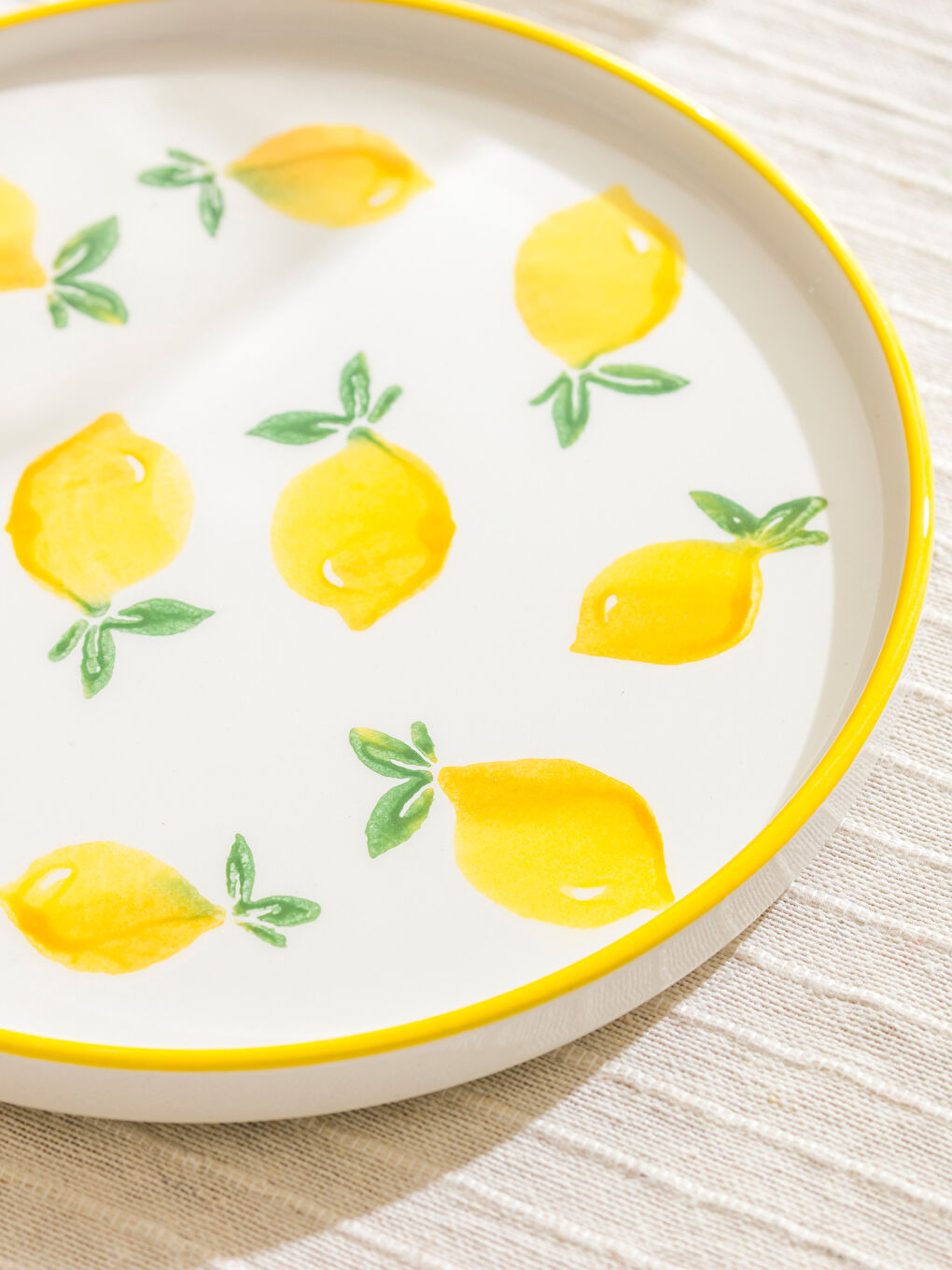 Sarı Limon Baskılı Seramik Tabak Seti 4'lü 20 cm-2