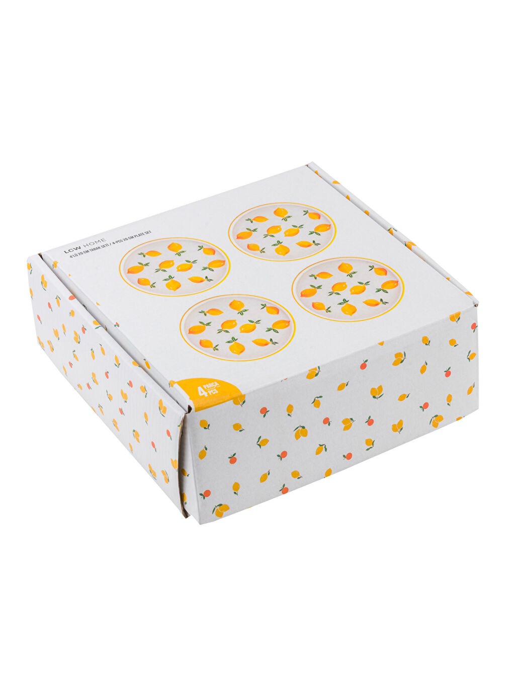 Sarı Limon Baskılı Seramik Tabak Seti 4'lü 20 cm-3