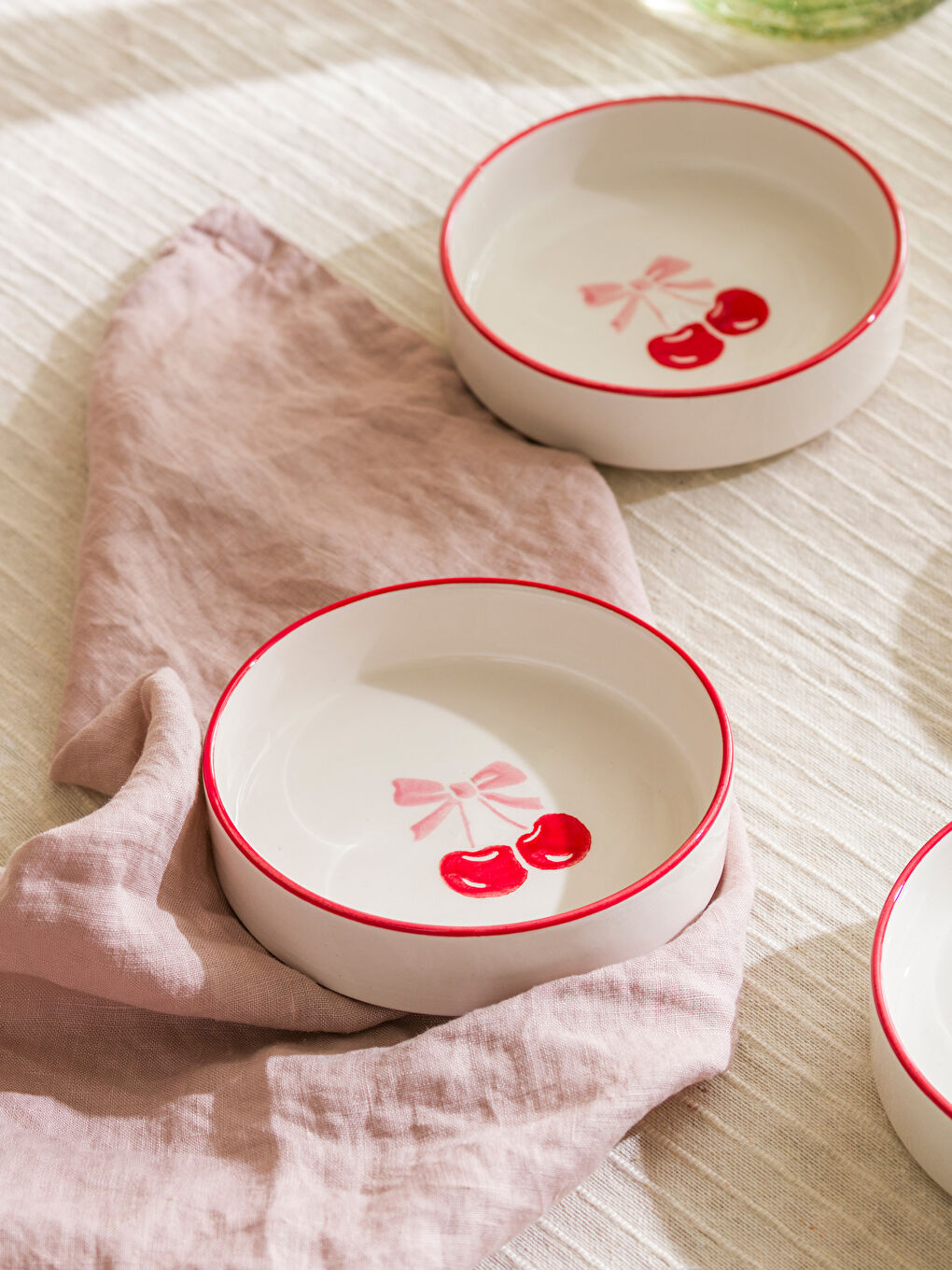 LCW HOME Kirmizi Kiraz Baskılı Kase Seti 4'lü 13 cm - 1