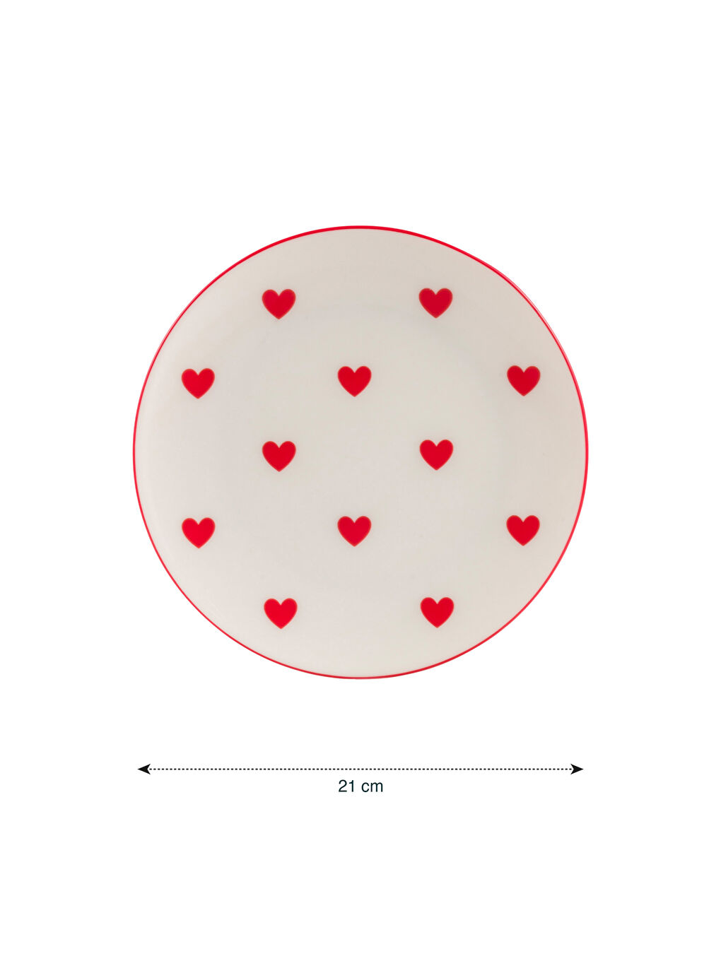 LCW HOME Kirmizi Kalp Desenli Pasta Tabağı 21 cm - 3