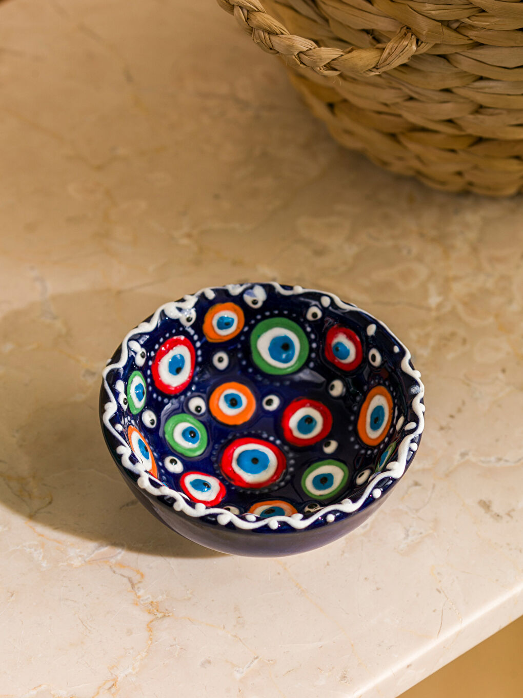 LCW HOME Karişik Nazar Boncuğu Baskılı Seramik Çerezlik 7 cm - 2