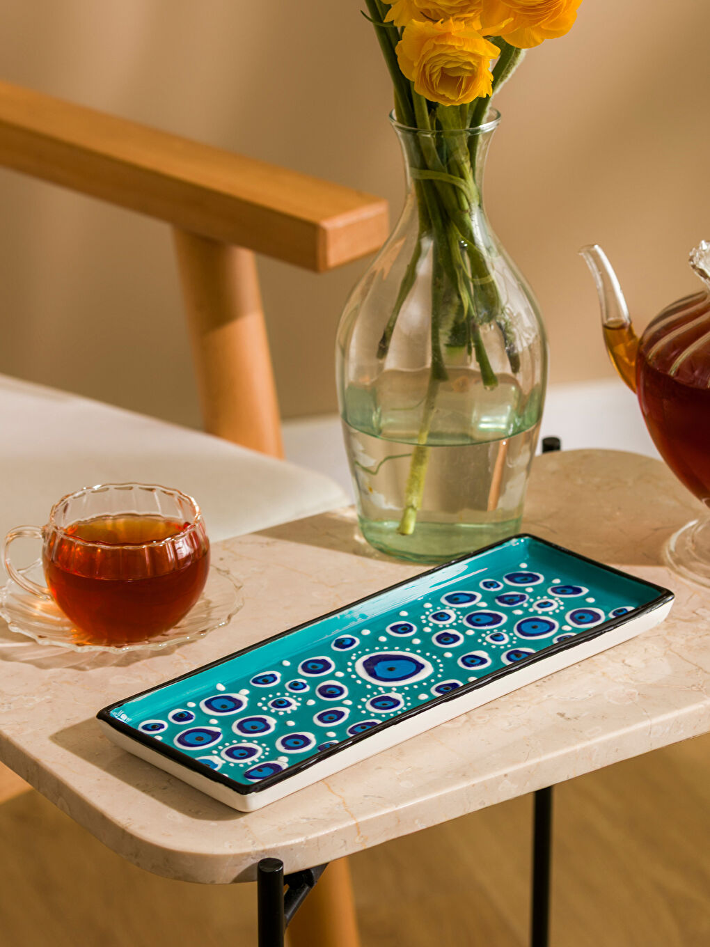 Karışık Baskılı Seramik Sunum Tabağı 25 cm-1