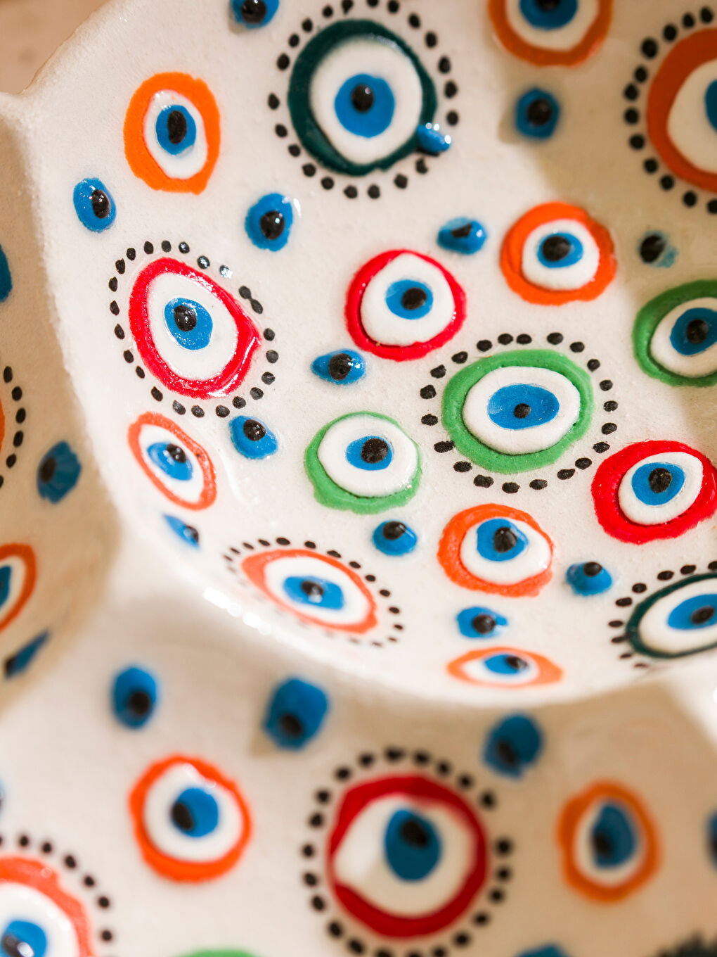 Karışık Nazar Boncuğu Baskılı Seramik Çerezlik 20 cm-2