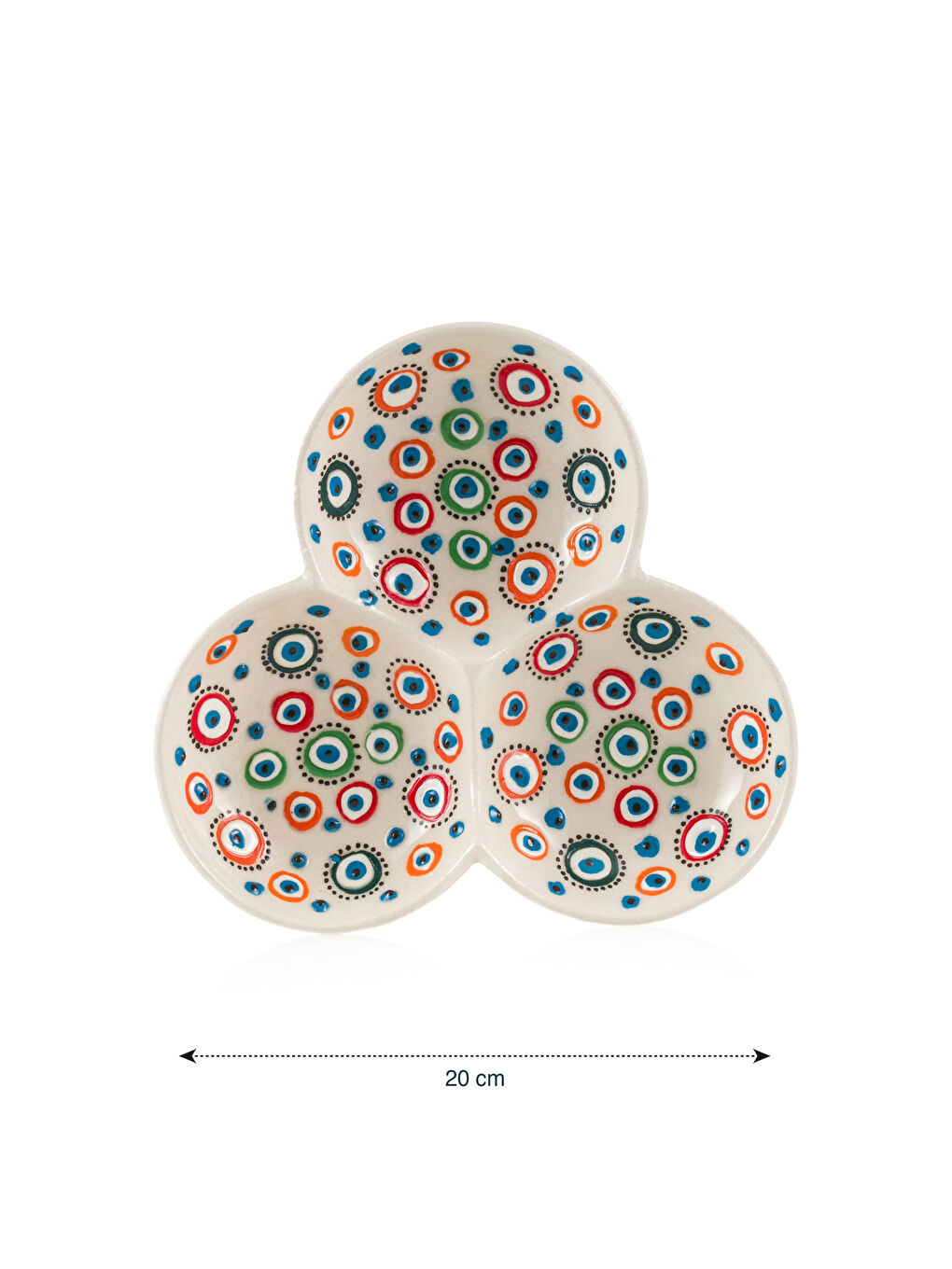 Karışık Nazar Boncuğu Baskılı Seramik Çerezlik 20 cm-3