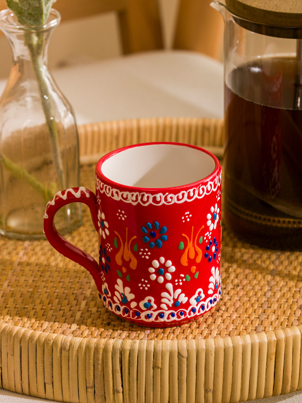 Karışık Çiçek Desenli Seramik Kupa 350 ml-1