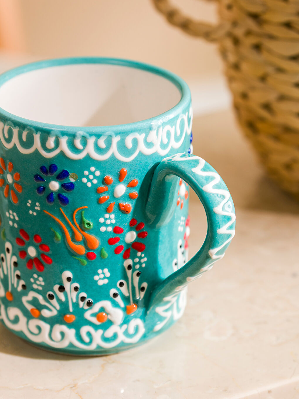 Karışık Çiçek Desenli Seramik Kupa 350 ml-2