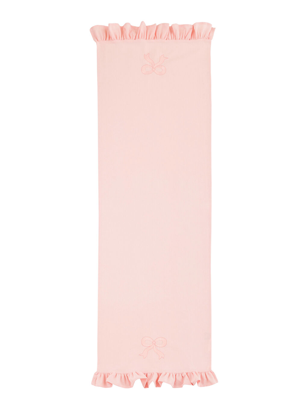 Настольная дорожка с вышивкой в виде банта и оборками 45x150 см-4