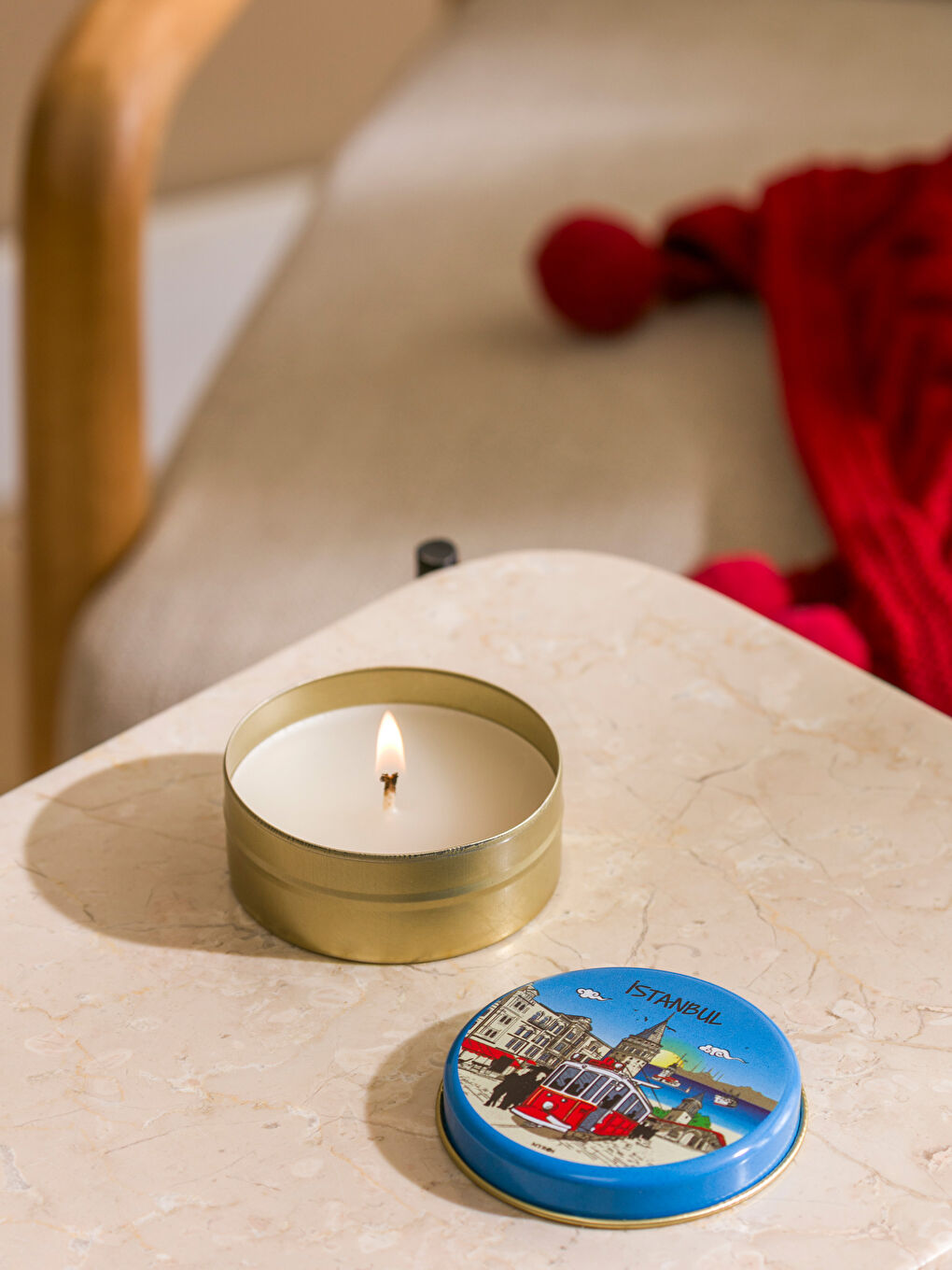 Karışık İstanbul Temalı Metal Kapaklı Teneke Mum