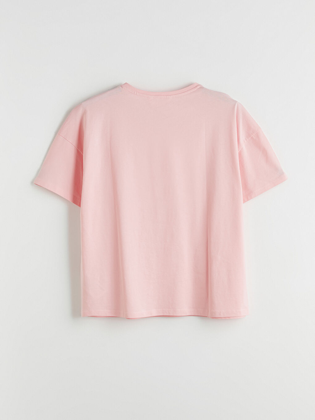 Pembe Bisiklet Yaka Kadın Büyük Beden Pijama Üstü-5