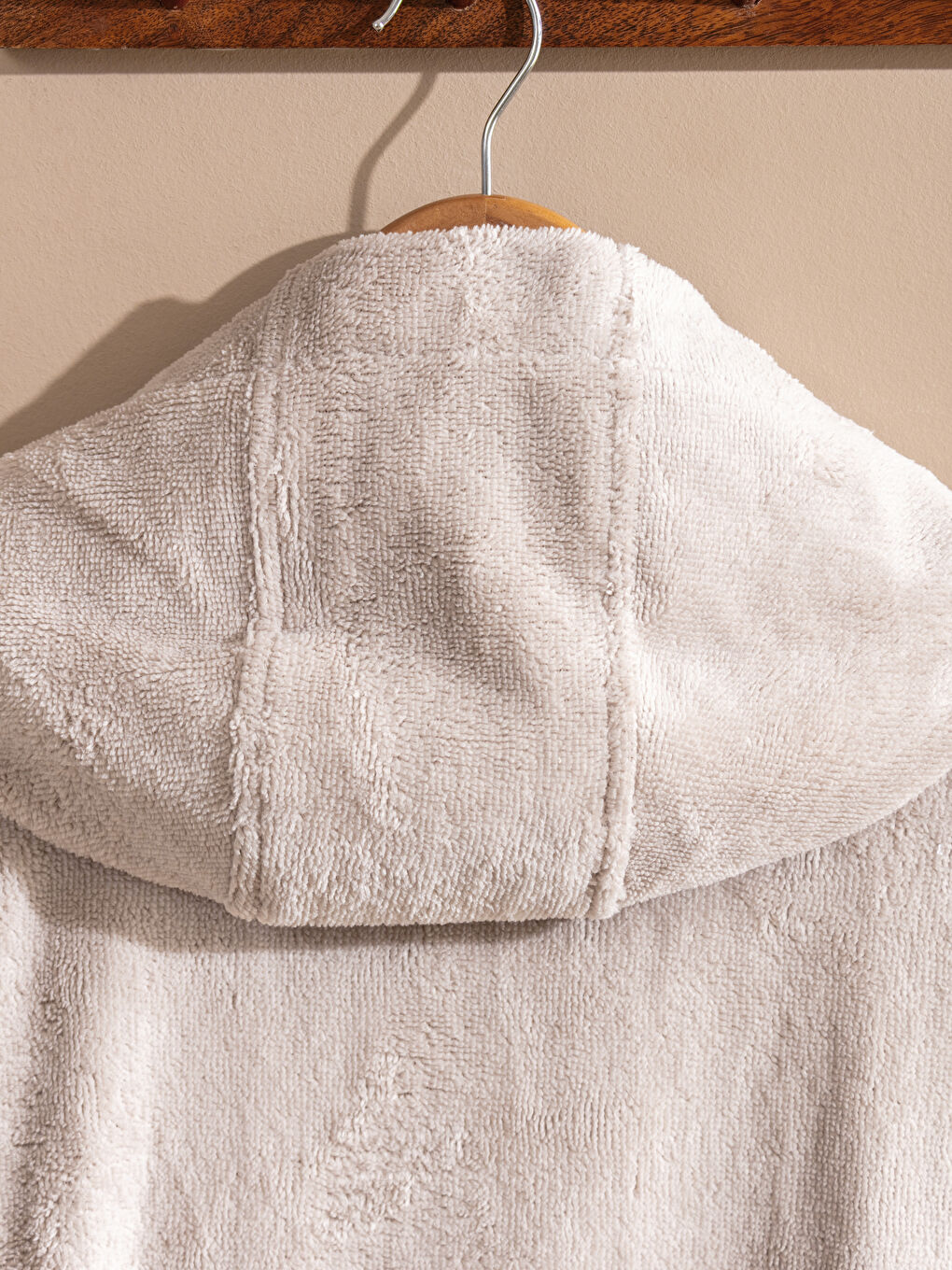 Gri Basic Pamuklu Kapüşonlu Bornoz-3