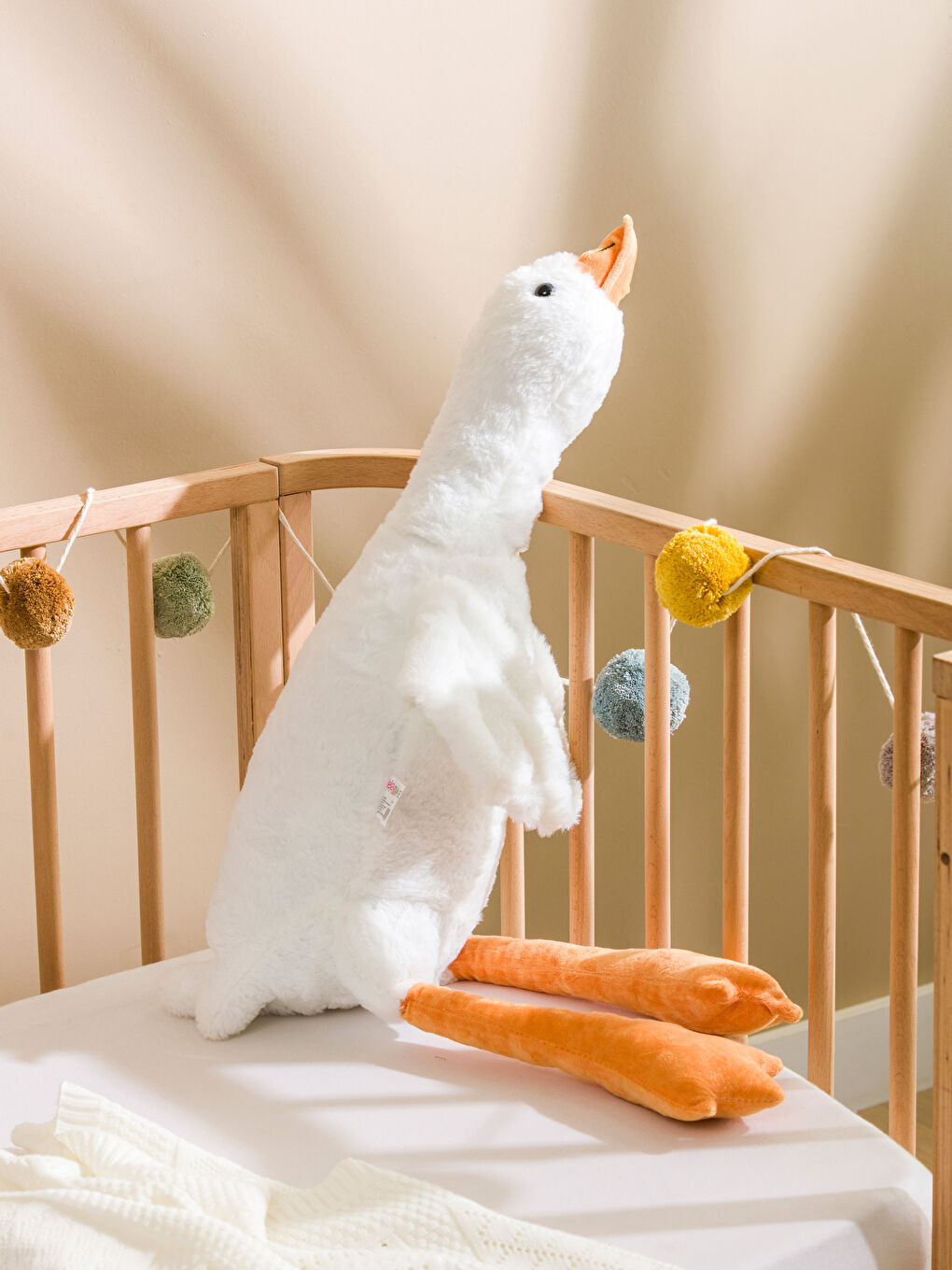 SELAY OYUNCAK Ekru Kaz Figürlü Pelüş Bebek Kırlent 95 cm