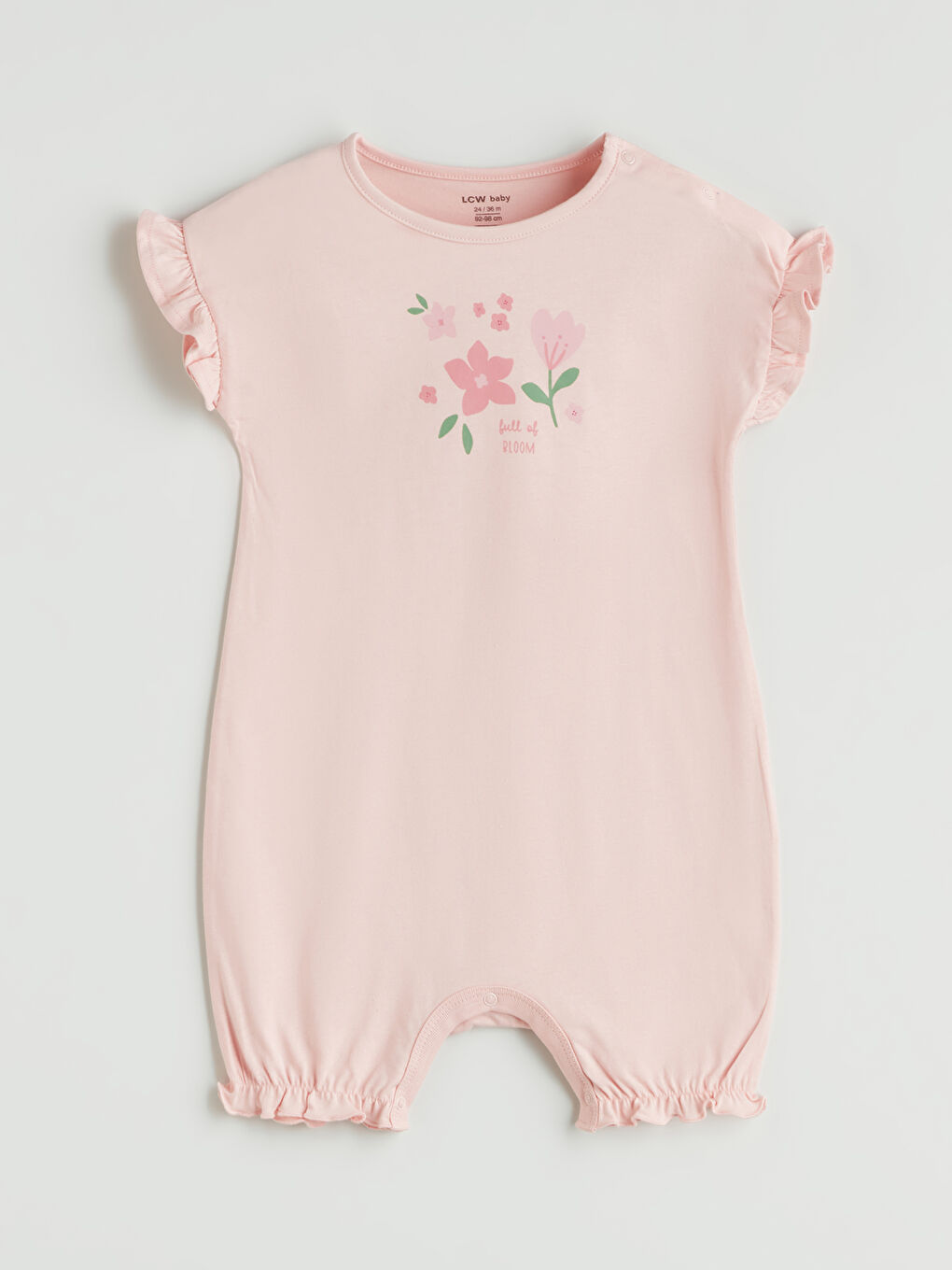 Pembe Bisiklet Yaka Çiçekli Kız Bebek Tulum